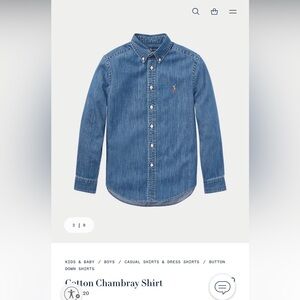 Polo by Ralph Lauren Boys' Denim Button-Down Shirt in Medium Blue